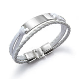 Men's Leather Hollow Triangle Bead Bracelet