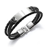Men's Leather Hollow Triangle Bead Bracelet