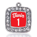 Square Charm Antique Silver Crystal Jewelry