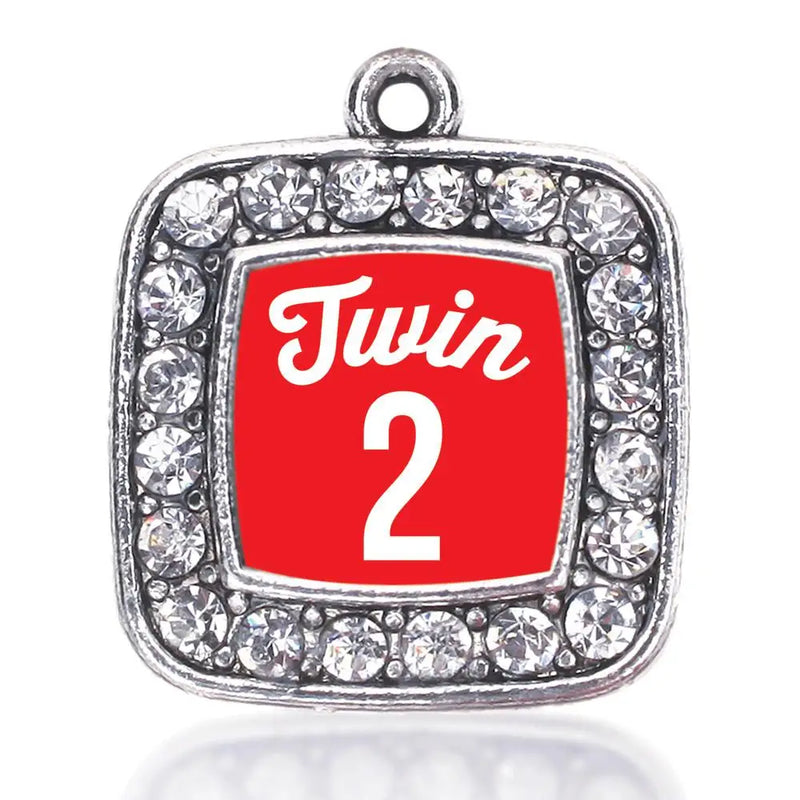 Square Charm Antique Silver Crystal Jewelry