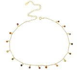 925 Silver CZ Rainbow Dots Choker Necklace