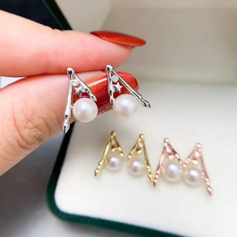 925 Silver Earring Mountings for Pearls Stones Agate Jade Crystal