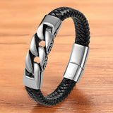 Punk Rock Leather Bracelet Men Magnet Bangles Armband