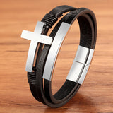 Punk Rock Leather Bracelet Men Magnet Bangles Armband