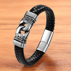 Charm Rope Magnet Leather Bracelet Men Bangles Vintage Jewelry