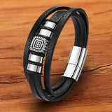 Magnetic Leather Men Bracelet Stainless Steel Punk Rock Jewelry
