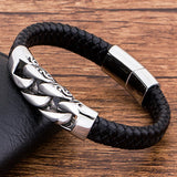 Magnetic Leather Men Bracelet Stainless Steel Punk Rock Jewelry