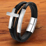 Magnetic Leather Men Bracelet Stainless Steel Punk Rock Jewelry