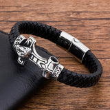 Magnetic Leather Men Bracelet Stainless Steel Punk Rock Jewelry
