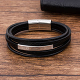 Braided Punk Multilayer Stainless Steel Leather Charm Bracelets For Men