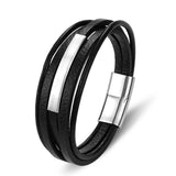 Braided Punk Multilayer Stainless Steel Leather Charm Bracelets For Men