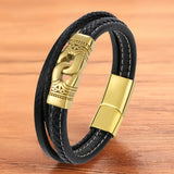 Charm Leather Bracelet Men Braided Rope Punk Bangles Jewelry