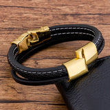 Charm Leather Bracelet Men Braided Rope Punk Bangles Jewelry