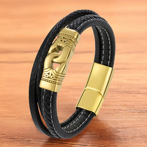 Charm Leather Bracelet Men Braided Rope Punk Bangles Jewelry