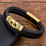 Charm Leather Bracelet Men Braided Rope Punk Bangles Jewelry