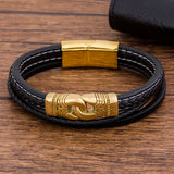 Charm Leather Bracelet Men Braided Rope Punk Bangles Jewelry