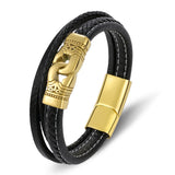 Charm Leather Bracelet Men Braided Rope Punk Bangles Jewelry