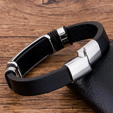 Charm Rope Braided Leather Magnet Bracelet Stainless Steel Bangles