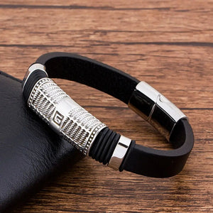 Stainless Steel Leather Men's Bracelet Punk Rock Gift