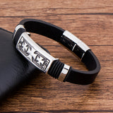 Men's Stainless Steel Magnet Leather Bracelet Punk Rock Bangle