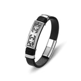 Men's Stainless Steel Magnet Leather Bracelet Punk Rock Bangle