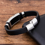 Men's Stainless Steel Magnet Leather Bracelet Geometric Punk Gift
