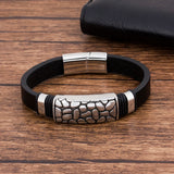Men's Stainless Steel Magnet Leather Bracelet Geometric Punk Gift