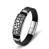 Men's Stainless Steel Magnet Leather Bracelet Geometric Punk Gift