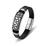 Men's Stainless Steel Magnet Leather Bracelet Geometric Punk Gift