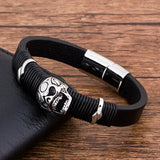 Punk Rock Skull Leather Bracelet Men Jewelry
