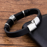 Punk Rock Skull Leather Bracelet Men Jewelry