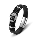 Punk Rock Skull Leather Bracelet Men Jewelry