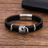Punk Rock Skull Leather Bracelet Men Jewelry