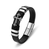 Gothic Braided Leather Bracelet Punk Cross Accessories Men's Bangles