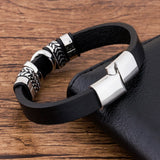 Stainless Steel Charm Punk Leather Bracelet Men Jewelry Bangles