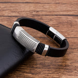 MultiLayers Weave Punk Men Bracelets Stainless Steel Magnet Jewelry