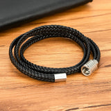 Braided Brown Leather Bracelets for Men with Magnetic Clasp