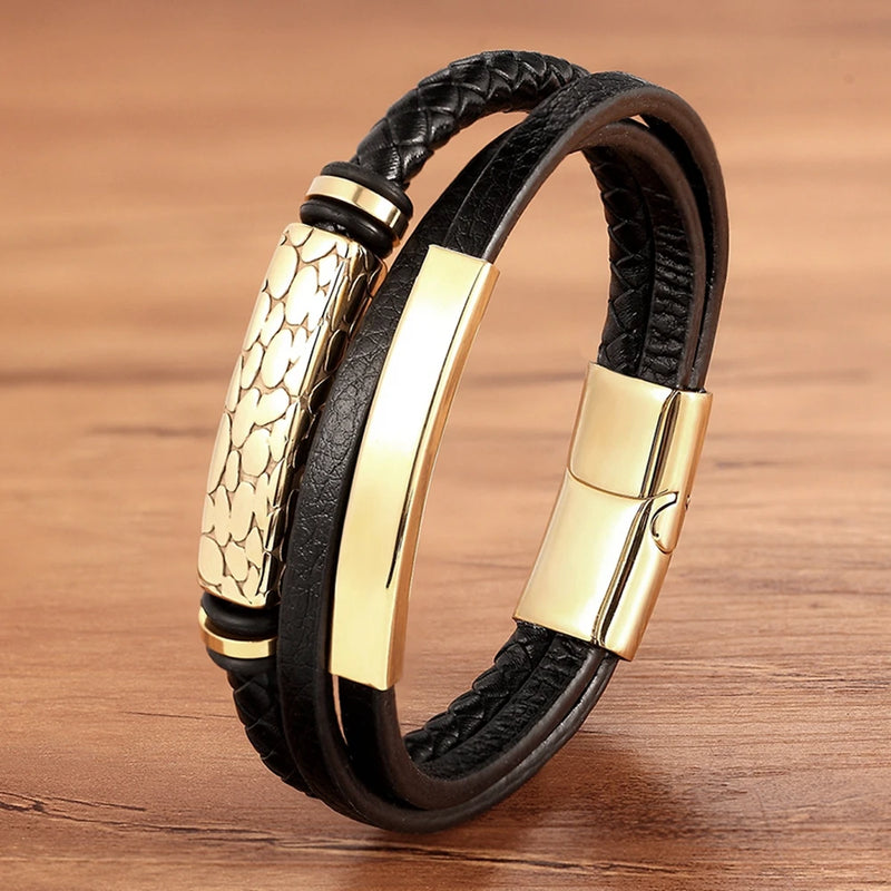 Braided Leather Bracelets with Magnetic Clasp