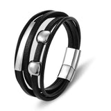 Punk Men Bracelet Leather Jewelry Charm Magnetic Stainless Steel Buckle