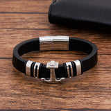 Stainless Steel Anchor Bracelet Men Hand Woven Braided DIY Bangles