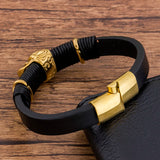 Punk Rock Stainless Steel Rope Skull Men's Bracelet Leather Braided