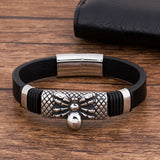 Punk Rock Stainless Steel Spider Leather Bracelet
