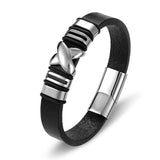 Punk Stainless Steel Mens Leather Bracelets Magnetic Bangles