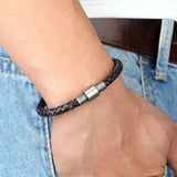 Men's Stainless Steel Leather Bracelet Wrap Bangle