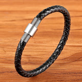 Men's Stainless Steel Leather Bracelet Wrap Bangle