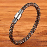 Men's Stainless Steel Leather Bracelet Wrap Bangle