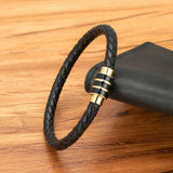 Braided Leather Bracelet with Stainless Steel Clasp