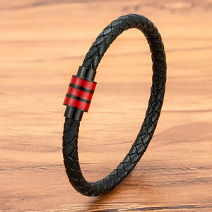 Braided Leather Bracelet with Stainless Steel Clasp