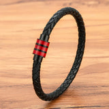 Braided Leather Bracelet with Stainless Steel Clasp