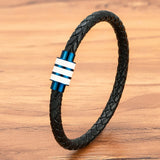 Braided Leather Bracelet with Stainless Steel Clasp